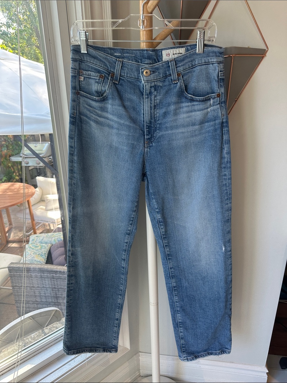 Adriano Goldschmied AG-ED JEANS Brinley Mid-Rise Straight Blue Denim Size 29
